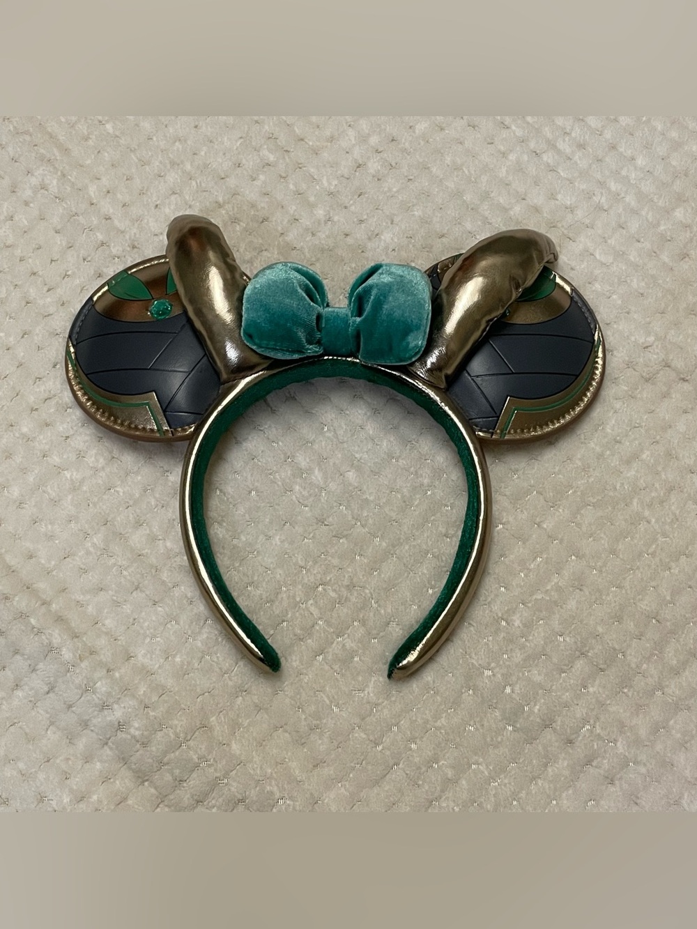 Loki Disneyland Minnie ears with Green Velvet Bow